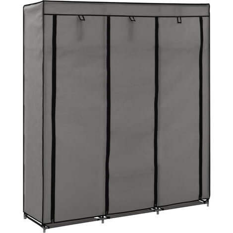 Armoire avec compartiments et barres Gris 150x45x175 Tissu