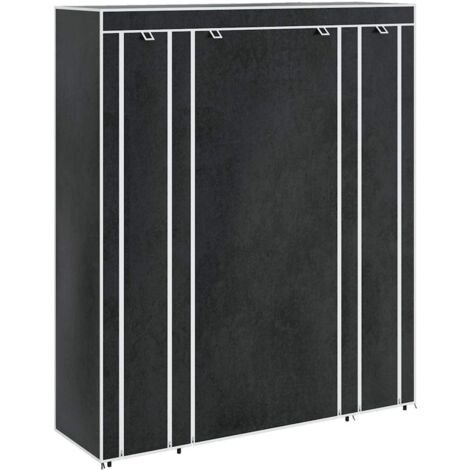 Armoire avec compartiments et tiges  Armoire de chambre Armoire et penderie 45 x 150 x 176 cm Noir 32915