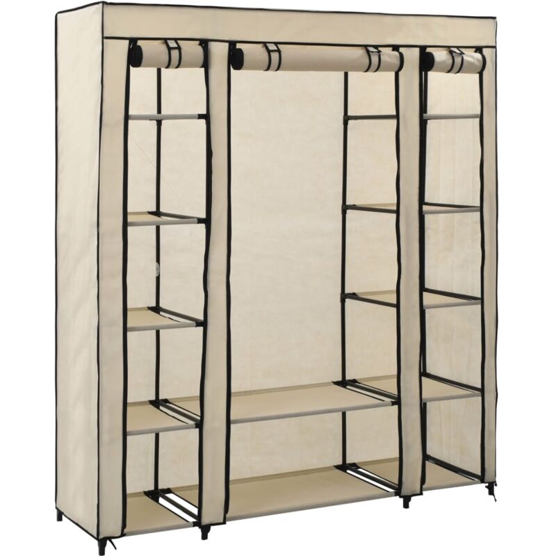 Armoire avec compartiments et tiges Crème 150x45x176 cm Tissu