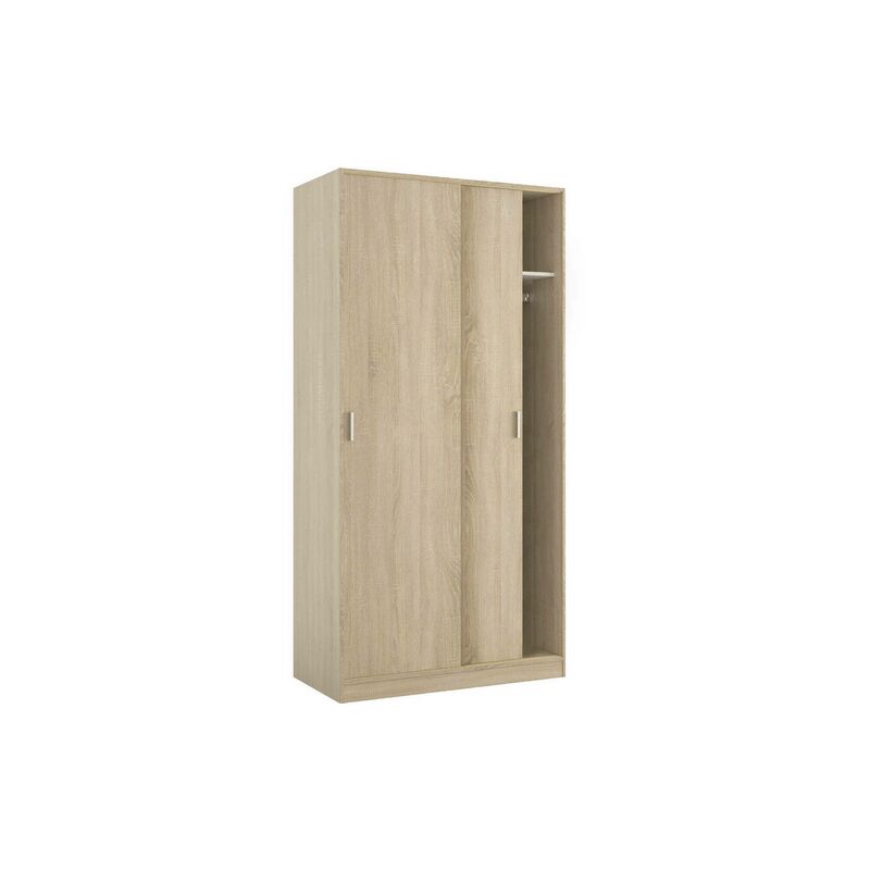 Habitdesign - Armoire avec deux portes coulissantes avec tringle à vêtements et une étagère interne, couleur chêne, Dimensions 100 x 200 x 50 cm Habitdesign - Armoire avec deux portes coulissantes avec tringle à vêtements et une étagère interne, couleur chêne, Dimensions 100 x 200 x 50 cm