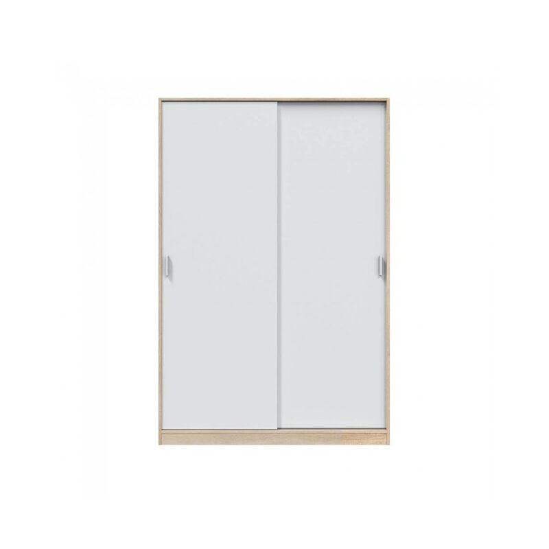 Mobimarket - Armoire de 120 cm avec deux portes coulissantes en blanc et chêne canadien