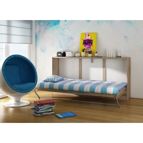 BIM FURNITURE Armoire avec lit pliant intégré Roger cm 212x40x113h chêne blanc