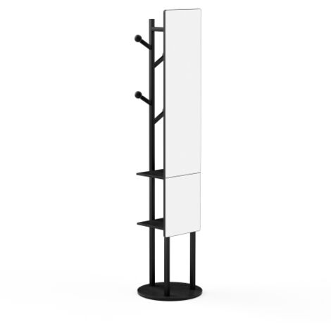 Armoire avec miroir en pied et rangements, portant multifonction pivotant à 360°, miroir en pied pour chambre à coucher, armoire avec crochets.