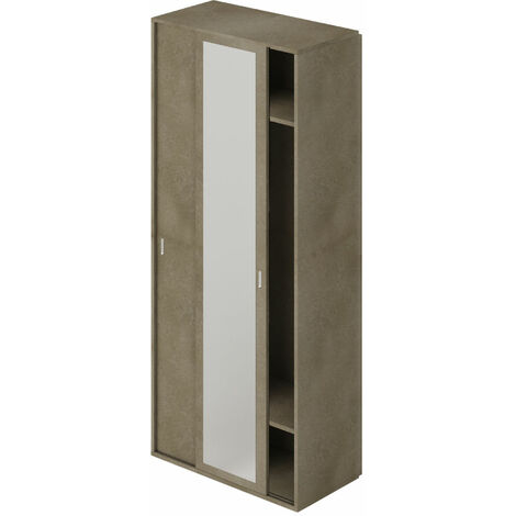 Armoire avec miroir, portes coulissantes et penderie couleur Argile H212x90x43cm