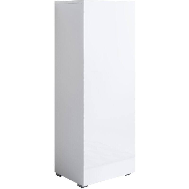 Lettiemobili - Armoire avec pieds 2 cm 1 porte Meuble de Rangement avec pieds 40 x 128 x 29cm 3 compartiments Modèle Luke V1 Blanc Finition brillante