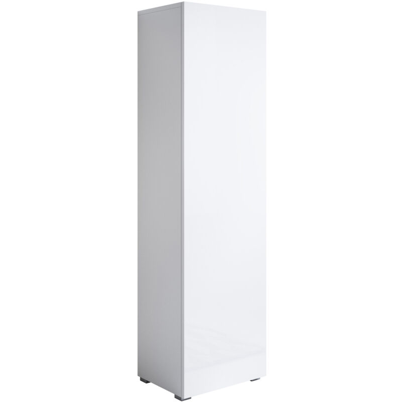 Armoire avec pieds 2 cm 1 porte Meuble de Rangement avec pieds 40 x 167 x 29cm 4 compartiments Modèle Luke V4 Blanc Finition brillante