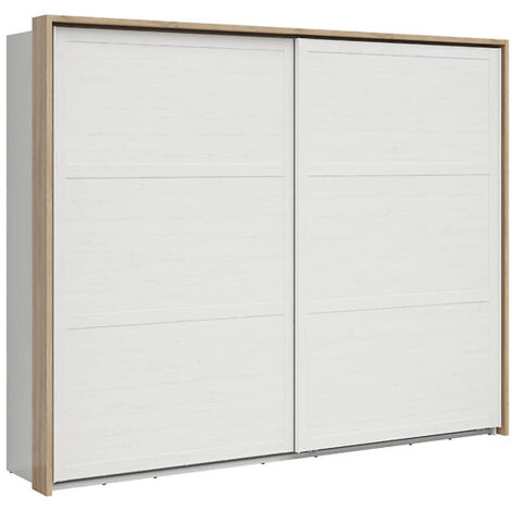 Armoire avec portes coulissantes , coloris Blanc pin andersen/Chêne clair - Longueur 270 x Profondeur 62,5 x Hauteur 218,5 cm