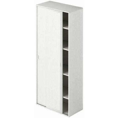 Armoire avec portes coulissantes et étagères Blanc H212x90x43cm