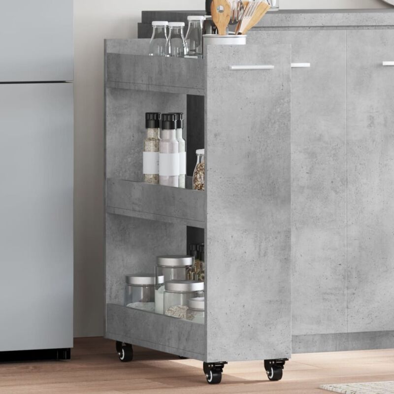 Vidaxl - Armoire avec roues gris béton 60x22x79 cm bois d'ingénierie