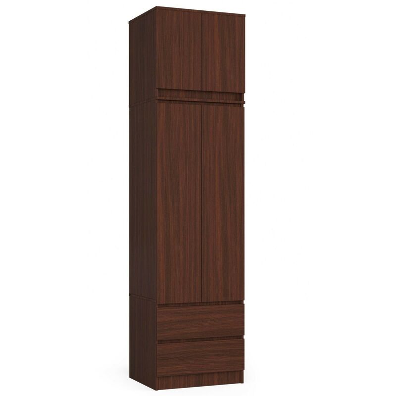 Akord - Armoire avec surmeuble S60 Wengé 60 cm 2 portes 2 tiroirs façade Wengé 3 étagères 60x51x234 cm