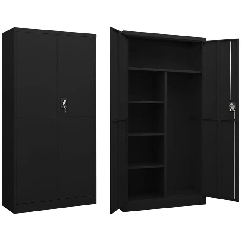 Nova - Armoire avec étagères et portes 90x40x180 cm en acier dans différentes couleurs Couleur : Noir