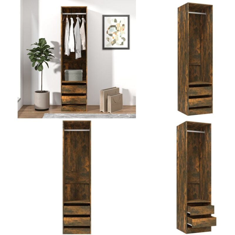 Vidaxl - Armoire avec tiroirs Chêne fumé 50x50x200 cm Bois d'ingénierie - Meuble De Rangement - Armoire - Dressing - Meuble De Chambre - Commode