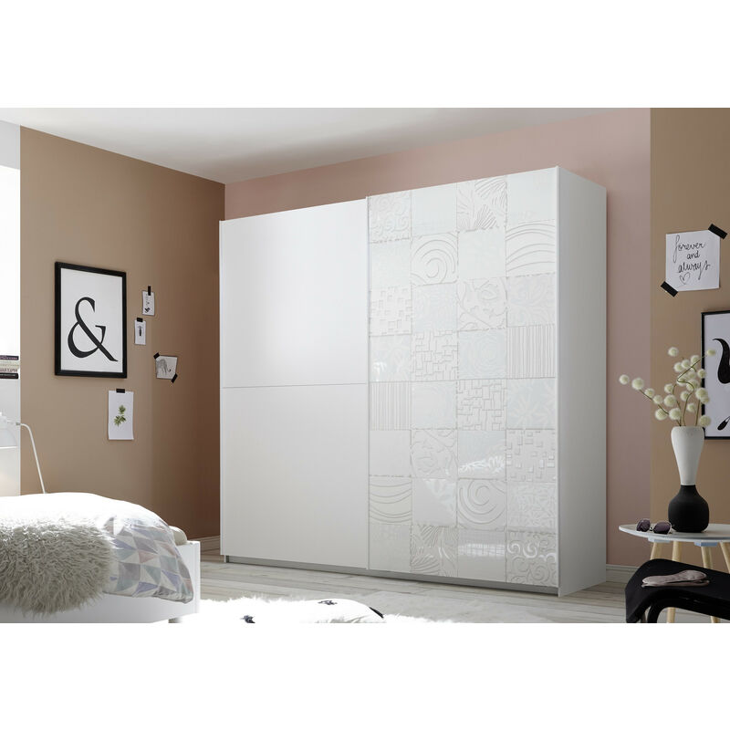 Armoire 2 portes coulissantes AVOLTE 220x210x64 cm BLANCHE