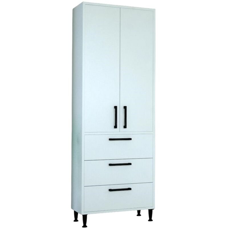 Armoire Ayo, Panneau d'Aggloméré, Blanc, 60x32,7x176 cm