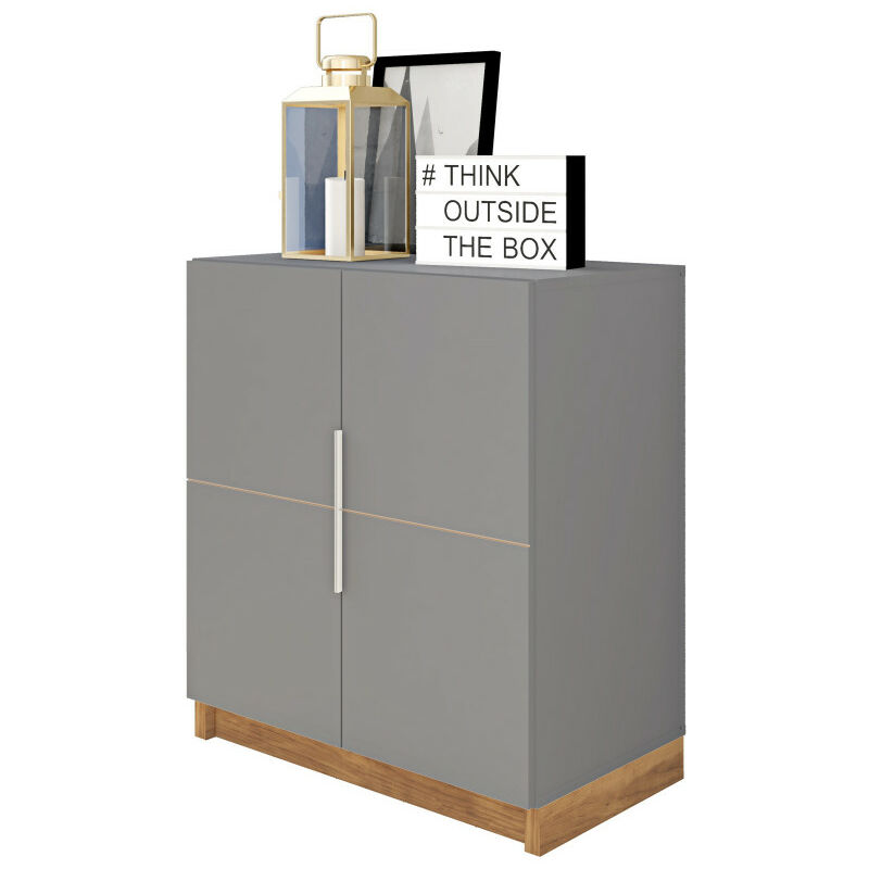 Armoire Basse 2 Portes Gris Mat