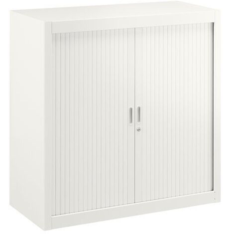 Armoire basse à rideaux démontable hauteur de comptoir 100 x 100 cm - Portes blanches - Maxiburo