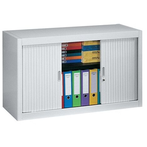 Armoire basse à rideaux démontables 70 x 120 cm gris - Maxiburo