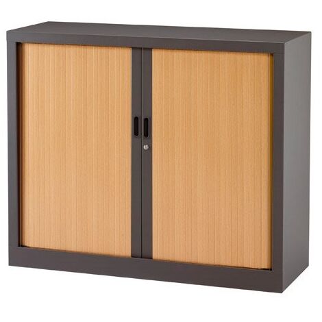 Armoire basse à rideaux monoblocs Generic 100 x 120 cm - anthracite/chêne clair