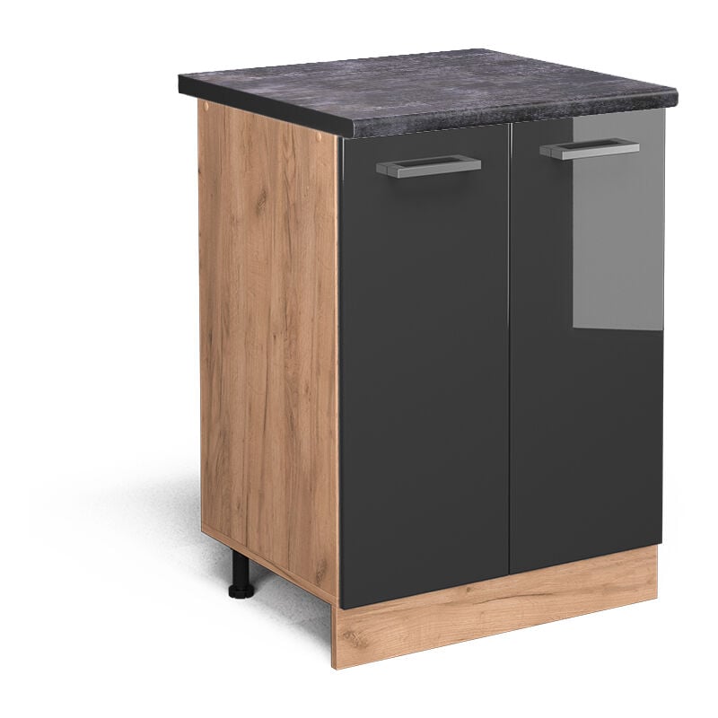Meuble bas de cuisine R-Line, Anthracite Haute brillance, 60 cm, pt Anthracite Vicco
