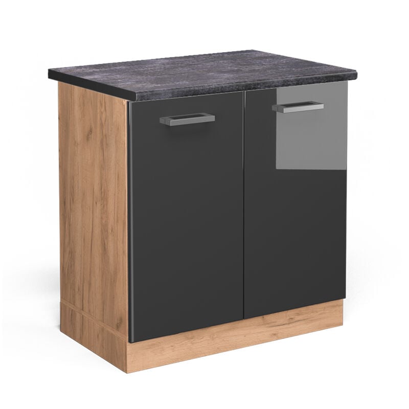 Meuble bas sous-évier R-Line, Anthracite Haute brillance, 80 cm, pt Anthracite Vicco