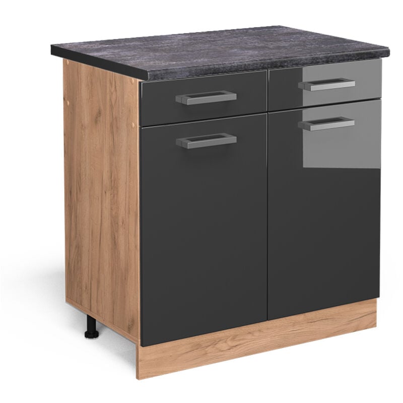 Meuble cuisine R-Line, Anthracite Haute brillance, 80 cm, pt Anthracite Vicco