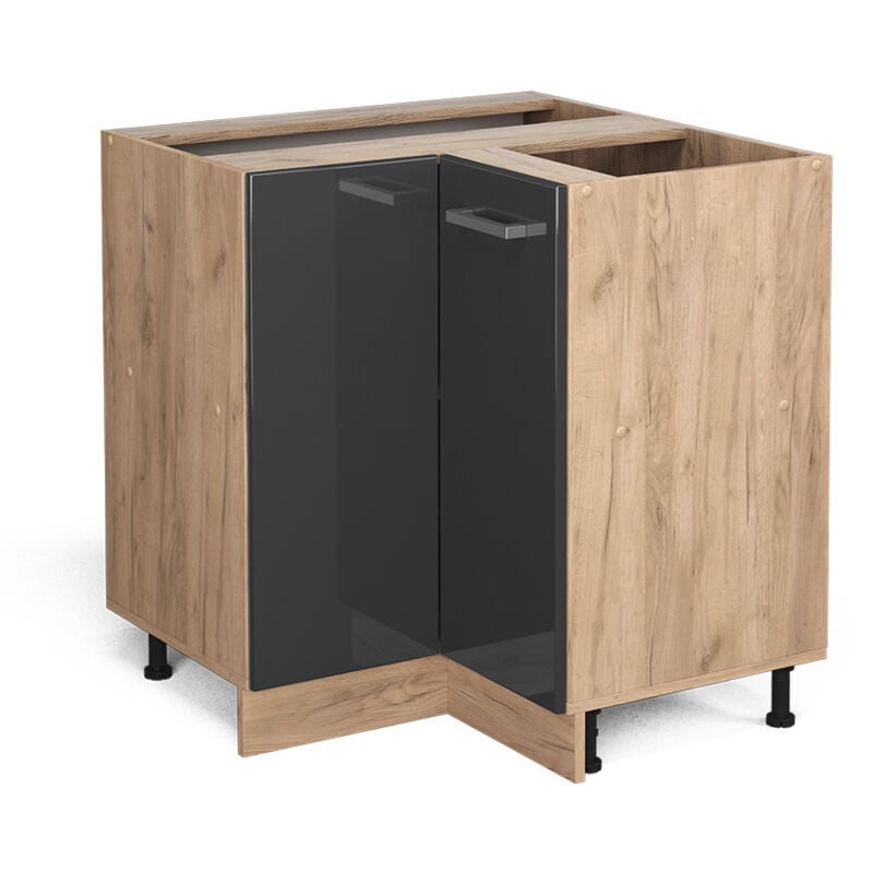 Meuble d'angle R-Line, Anthracite Haute brillance, 75.6 cm sans plan de travail Vicco