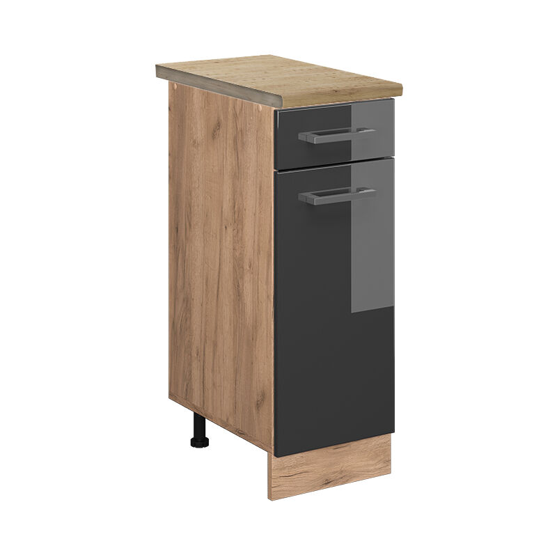 Meuble cuisine R-Line, Anthracite Haute brillance, 30 cm, PT Chêne, Vicco