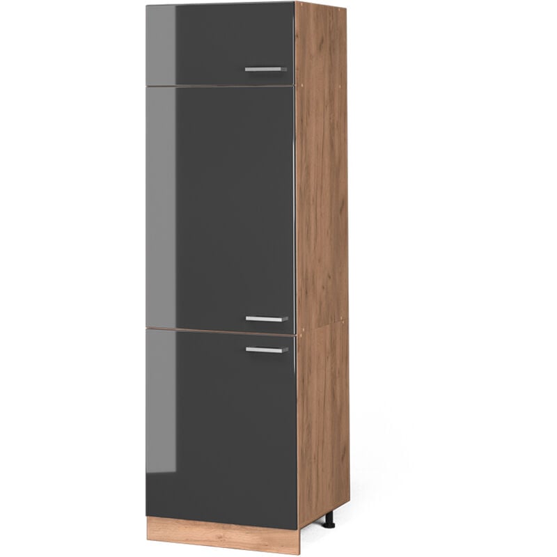 Vicco - Armoire pour frigo R-Line, Anthracite Haute brillance, 60 cm