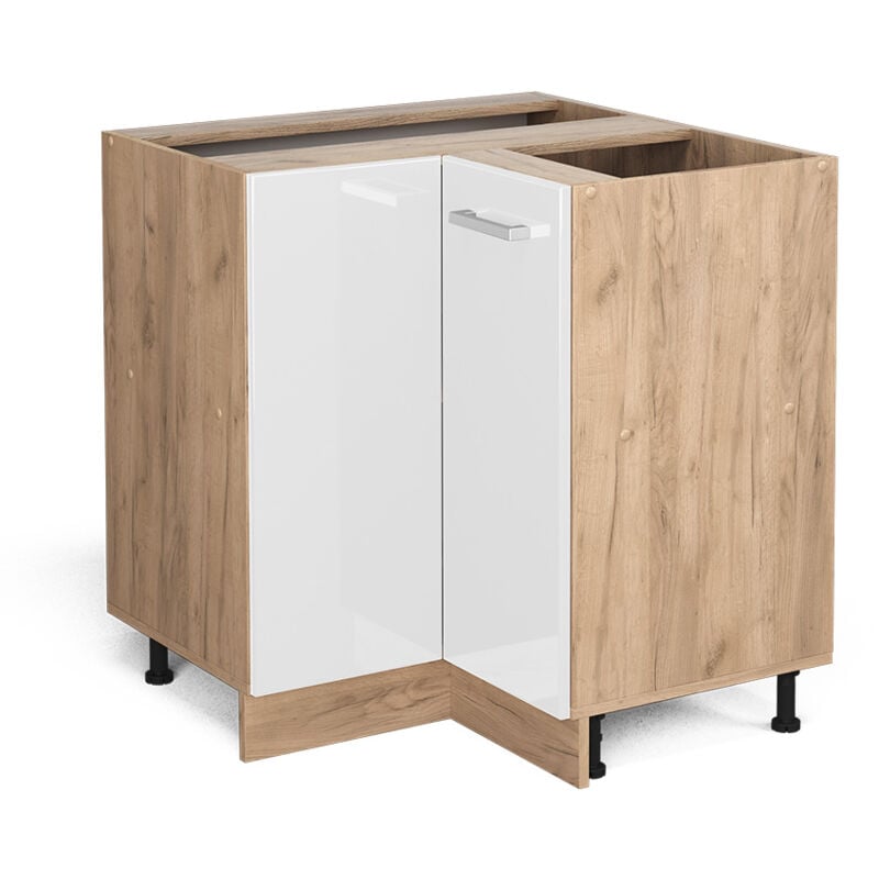 Meuble d'angle R-Line, Blanc Haute brillance, 75.6 cm sans plan de travail Vicco
