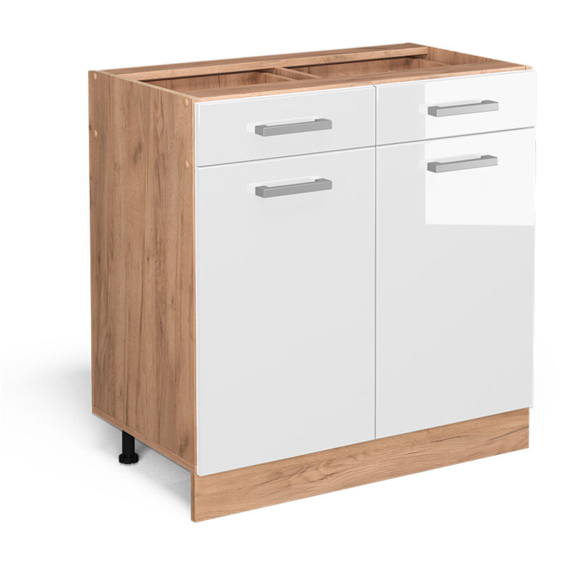 Vicco - Meuble cuisine R-Line, Blanc Haute brillance, 80 cm sans plan de travail