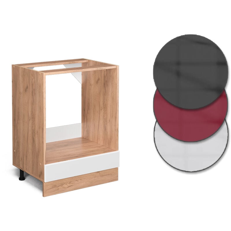 Meuble pour four R-Line, Blanc Haute brillance, 60 cm, pt Chêne Vicco