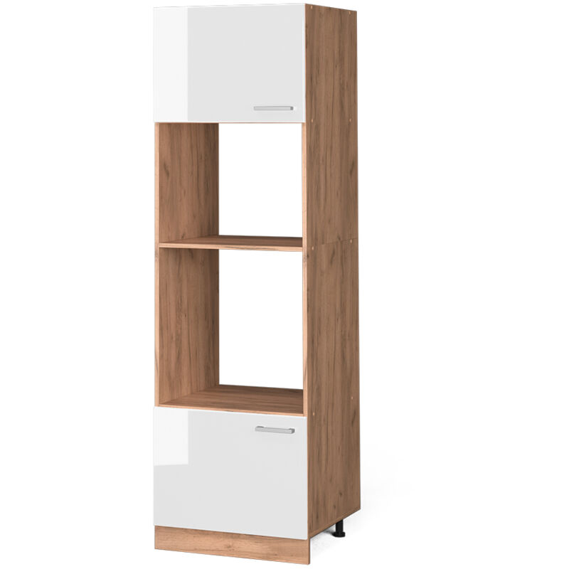 Vicco - Armoire micro-ondes R-Line, Blanc Haute brillance, 60 cm