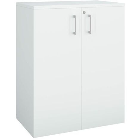 Armoire basse bois H 100 x L 80 cm avec portes battantes blanc - Arch - Maxiburo