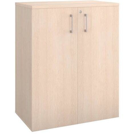 Armoire basse bois H 100 x L 80 cm avec portes battantes chêne clair - Arch - Maxiburo