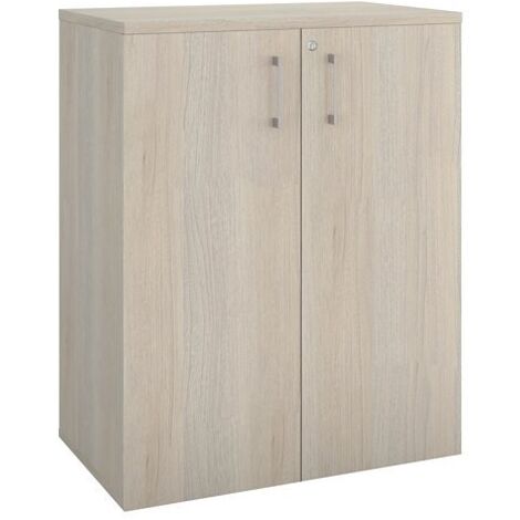 Armoire basse bois H 100 x L 80 cm avec portes battantes chêne gris - Arch - Maxiburo