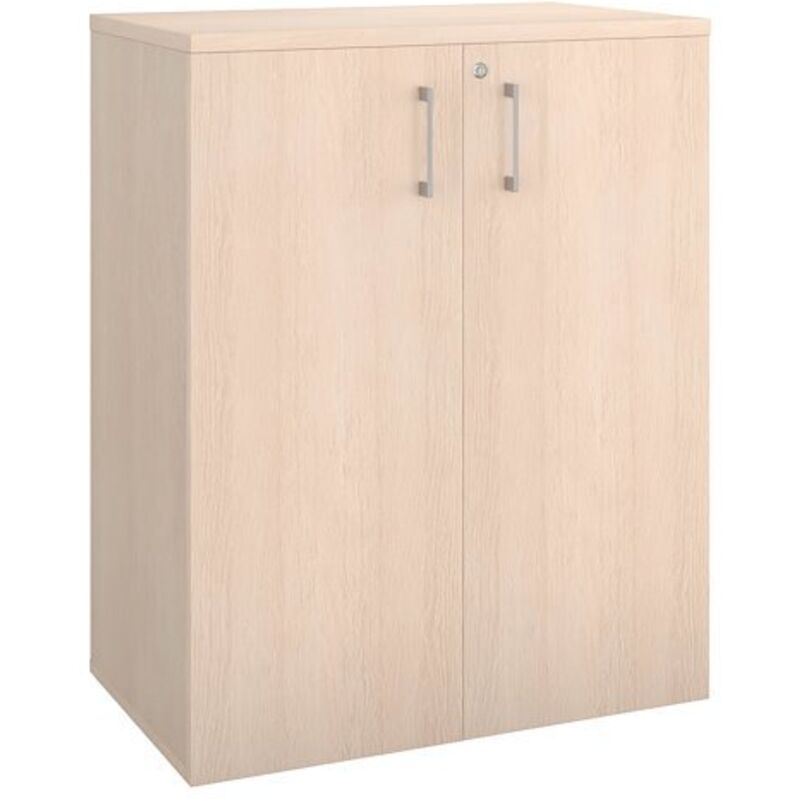Armoire basse bois h 100 x l 80 cm avec portes battantes chêne clair - Arch - Maxiburo
