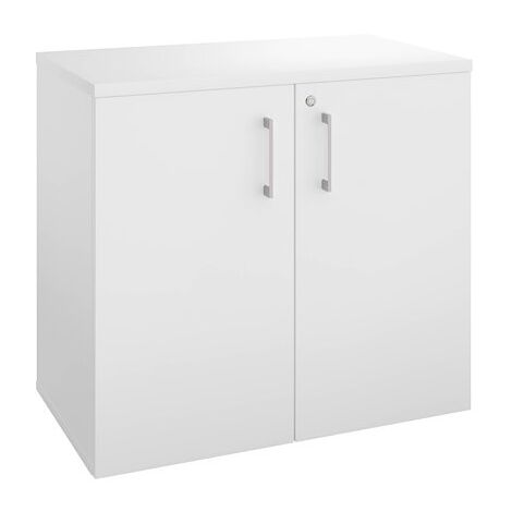 Armoire basse bois H 73 x L 80 cm avec portes battantes blanc - Arch - Maxiburo