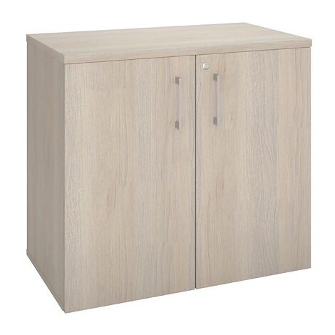 Armoire basse bois H 73 x L 80 cm avec portes battantes chêne gris - Arch - Maxiburo
