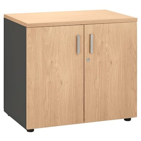 Armoire basse chêne clair corps anthracite Exprim - Maxiburo
