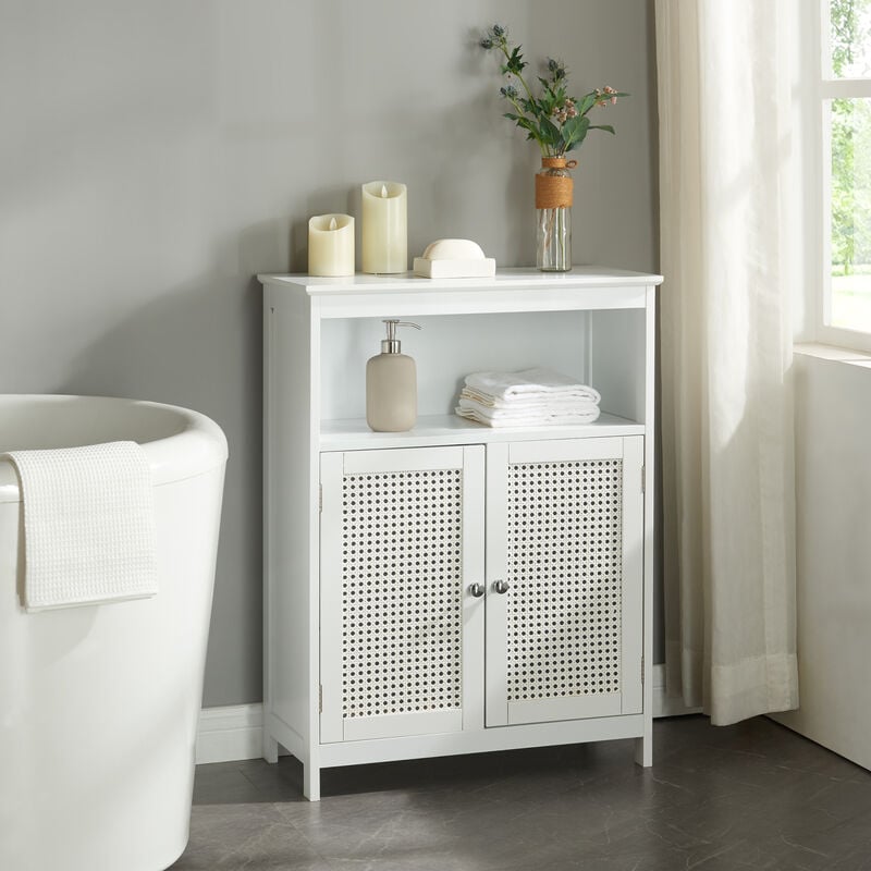 [en.casa] - Armoire basse de salle de bain Karlsøy avec 2 portes mdf pvc 80 x 60 x 28 cm blanc