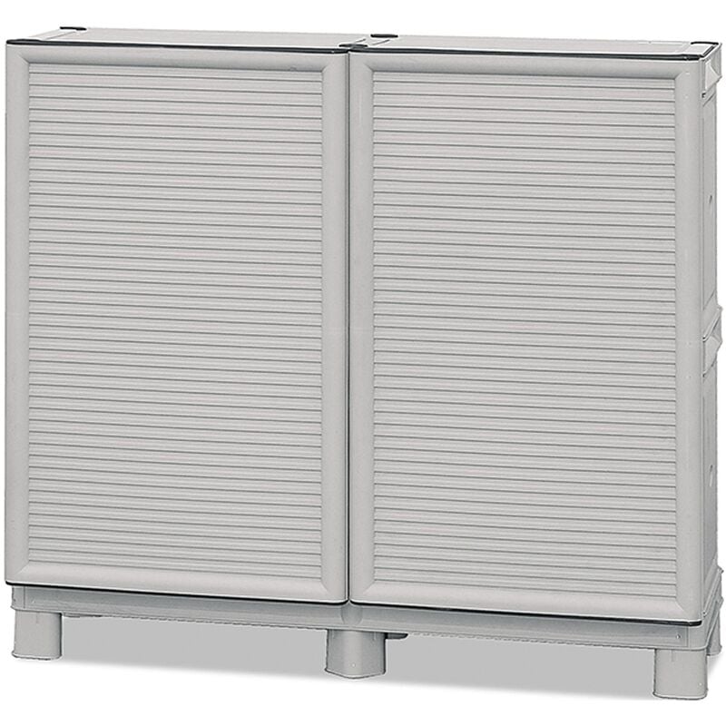 Armoire à pleine hauteur en polypropylène, avec portes bleues l 1000 x p 390 x h 920 mm - Gris foncé