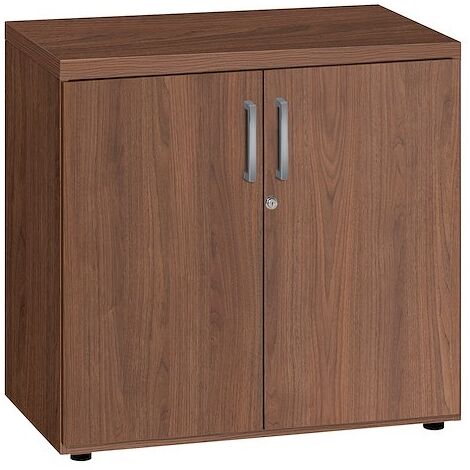 Armoire basse noyer H 74 x L 80 cm portes battantes Milano métal - Maxiburo