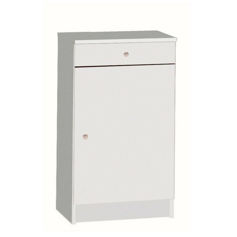 Armoire basse polyvalente avec une porte et un tiroir Blanc 46x34x h80 cm