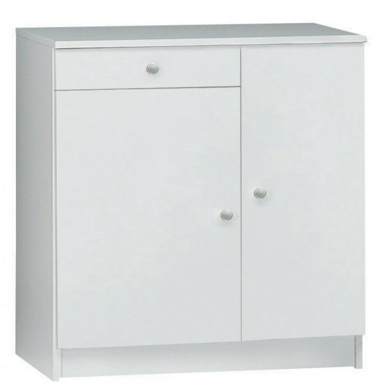 Sarmog - Armoire basse polyvalente deux portes un tiroir Blanc 77x34x h80 cm