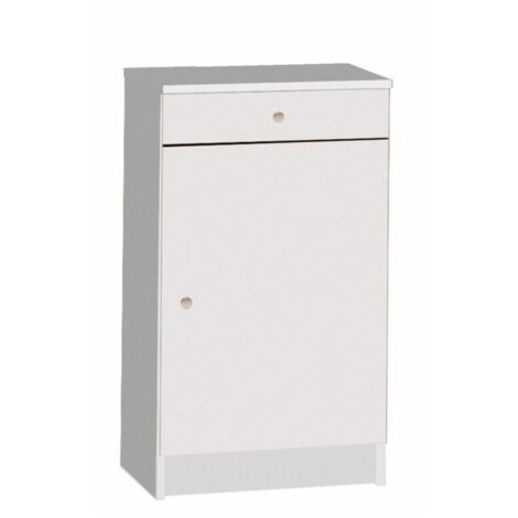 Armoire basse polyvalente une porte un tiroir Blanc 46x34x h80 cm