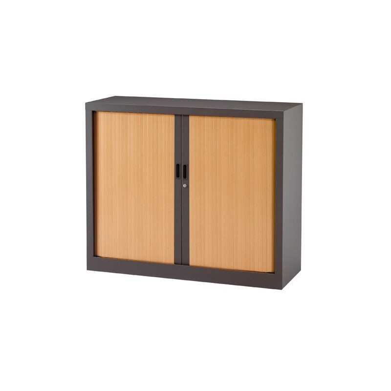 Armoire basse à rideaux monoblocs Generic 100 x 120 cm - anthracite/chêne clair