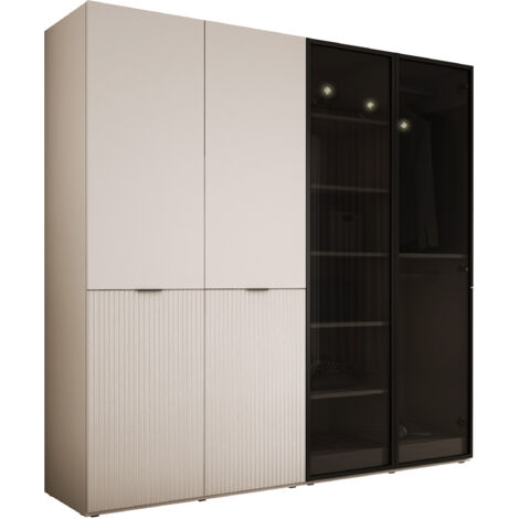 Armoire : Beige Sable / Verre Antisol, 200 (2 x 100) x 200 x 51 cm
