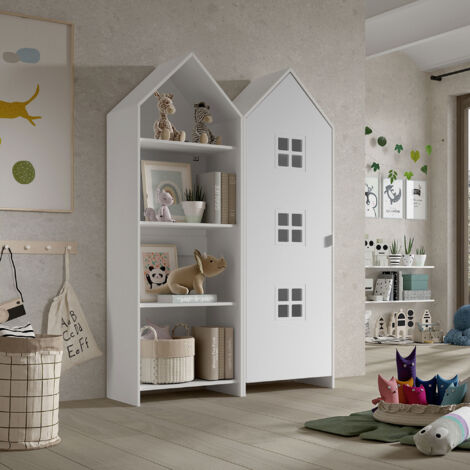 Armoire + bibliothèque décor blanc - CASMY