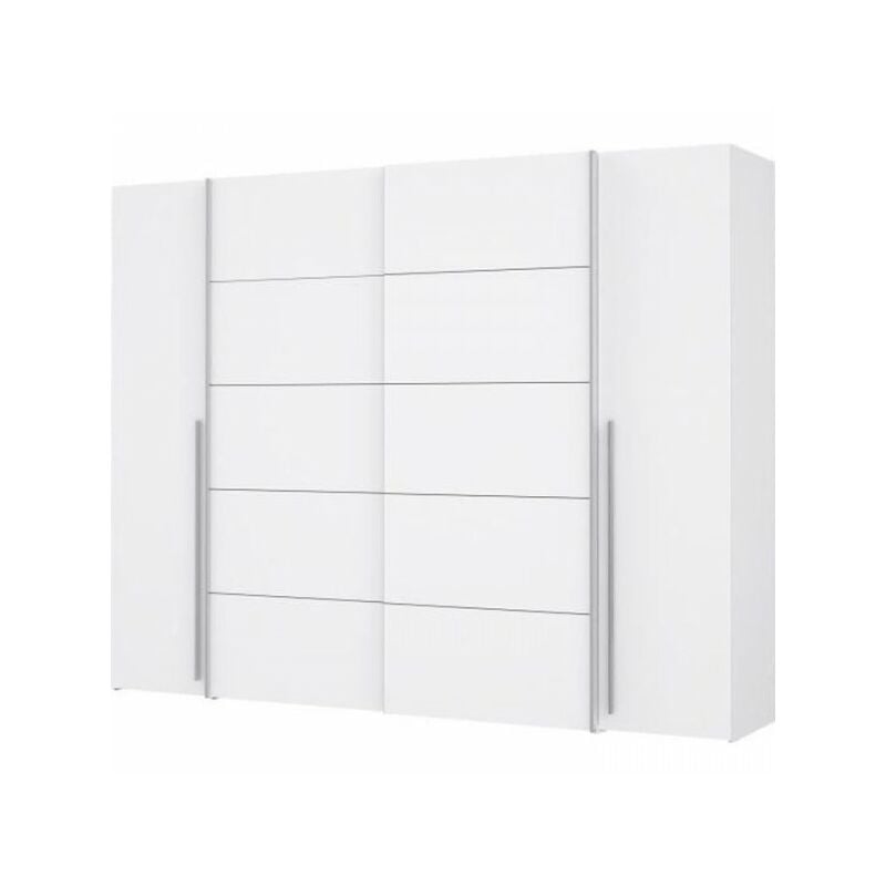 Sans Marque - Armoire - Blanc mat - 2 portes battantes + 2 portes coulissantes - l 270,3 x p 61,2 x h 210 cm - narago