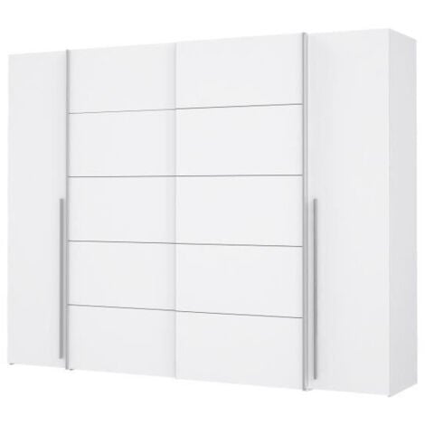 LES TENDANCES Armoire - Blanc mat - 2 portes battantes + 2 portes coulissantes - L 270,3 x P 61,2 x H 210 cm - NARAGO